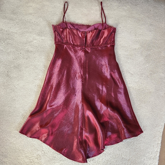 90s Y2K Fairy Whimsygoth Milkmaid coquette prom Red Satin shimmer 8 - Picture 4 of 14